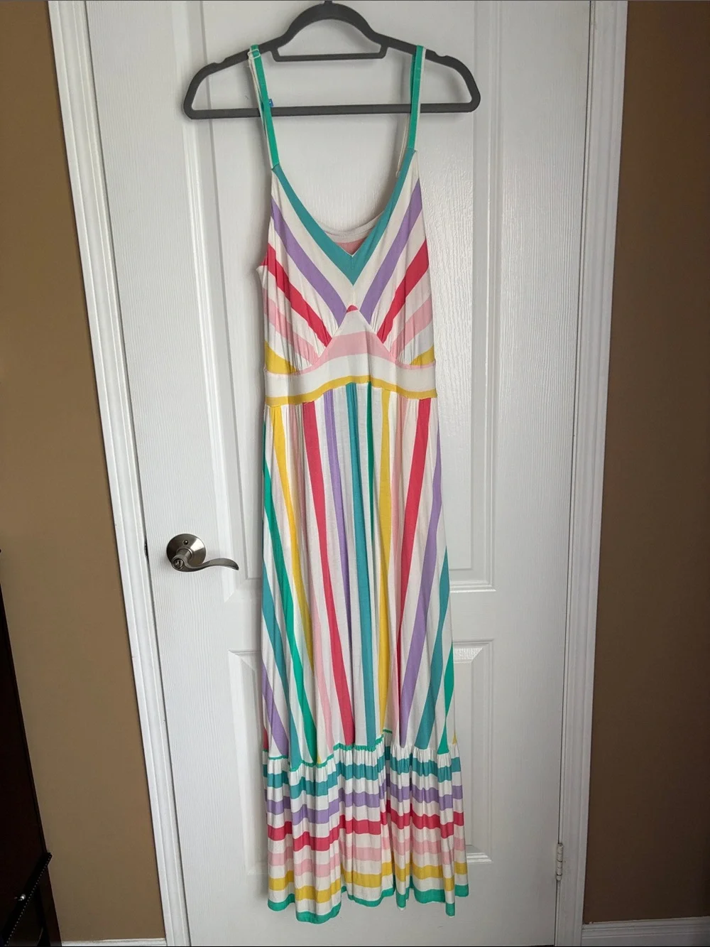 torrid Multicolor Striped Maxi Dress - White, Teal, Yellow, Pink, Red, Purple - Picture 2 of 6